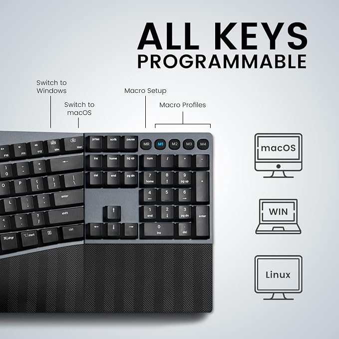 Perixx PERIBOARD-535RD Wired Ergonomic Mechanical Split Keyboard - Image 8