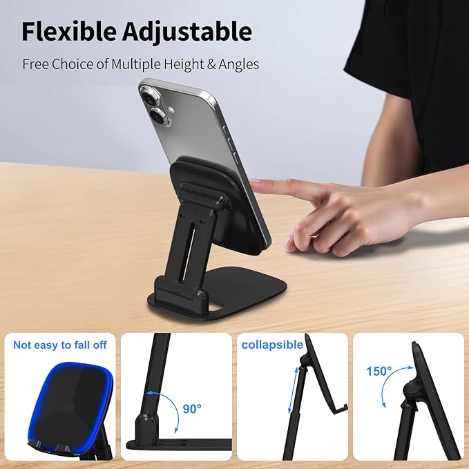 DEERLAMN Cell Phone Stand for Desk, Height Adjustable Cell Phone Holder - Image 4