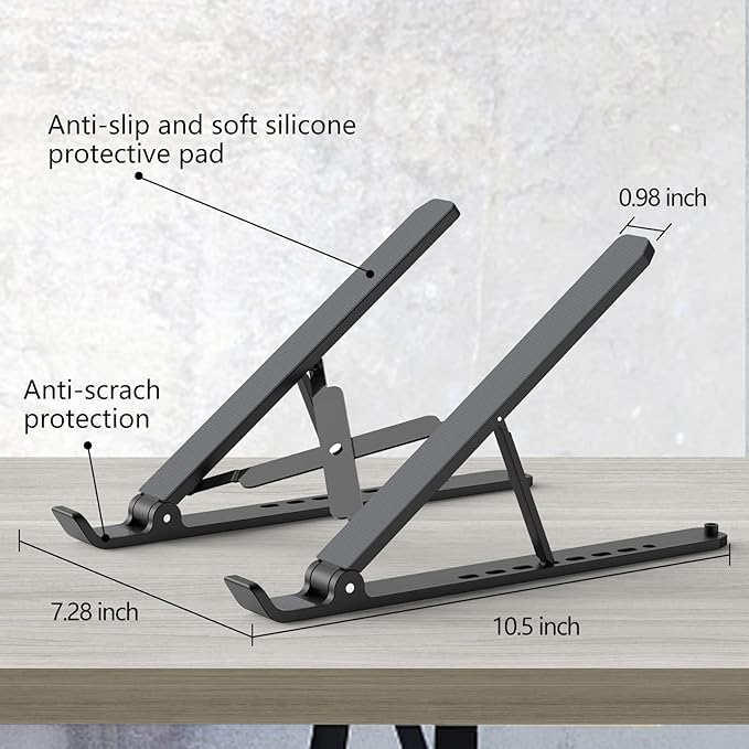 Laptop Stand for Desk, Adjustable Laptop Riser ABS+Silicone Foldable Portable - Image 5