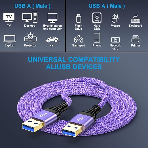 USB to USB, USB3.0 Cable 6FT Male to Male USB Cable, 3 Pack Double Ended USB3.0 - Image 5