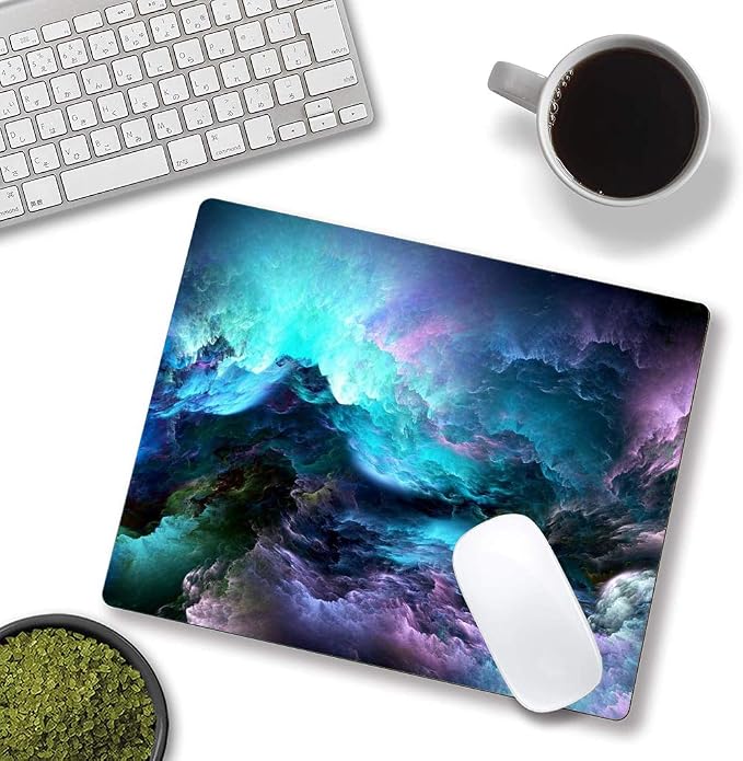Rainbow Cloud Mouse Pad, Modern Pretty Space Gaming Mouse Mat - Image 4