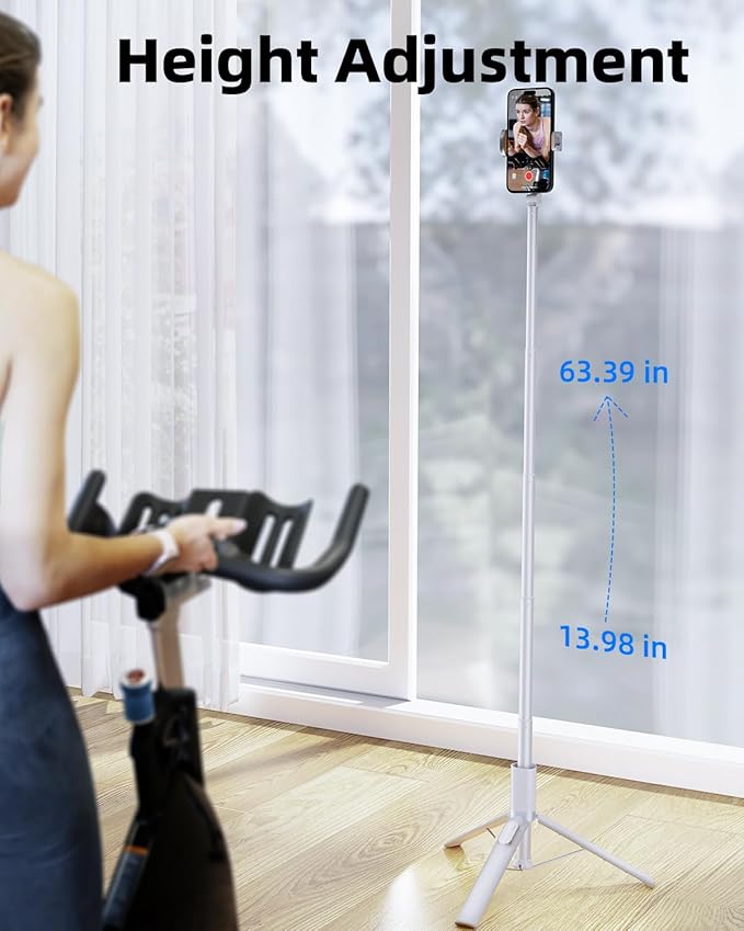 TODI 63" Phone Tripod, Extendable Selfie Stick - Image 8