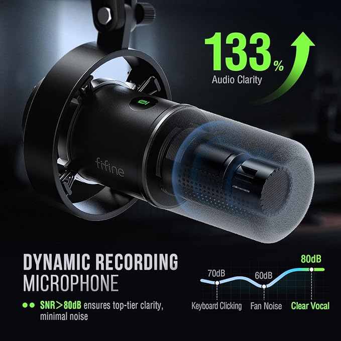 FIFINE K688 Podcast Microphone Kit, USB/XLR Dynamic Microphone - Image 4