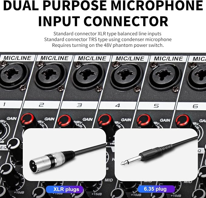 Depusheng MX8 8 Channel Sound Mixer Audio Mixing Console 48V 256DSP - Image 5