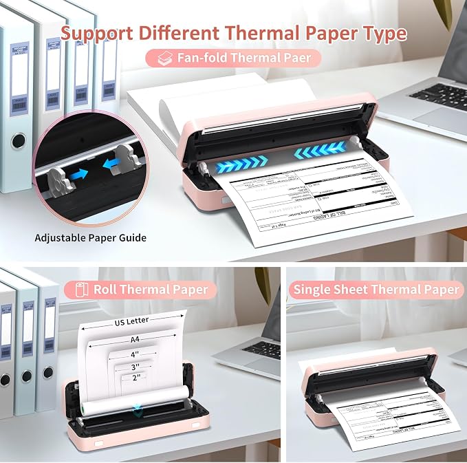 Inkless Portable Printer for Travel, Wireless Thermal Printer Supports 8.5 x 11 - Image 7