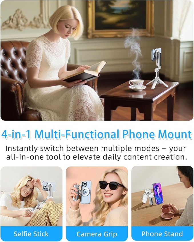 CloudValley Magnetic 4-in-1 Multifunctional Selfie Stick Tripod, Mini Portable - Image 2