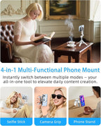 CloudValley Magnetic 4-in-1 Multifunctional Selfie Stick Tripod, Mini Portable - Image 2