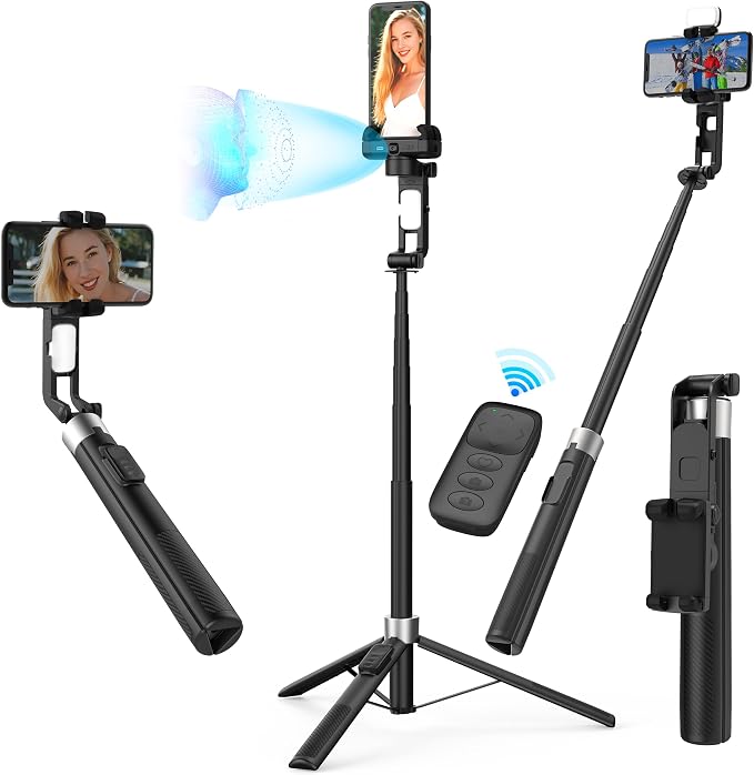 78.7" Selfie Stick Tripod for iPhone/Android, Auto Face Tracking Tripods by DMYWB