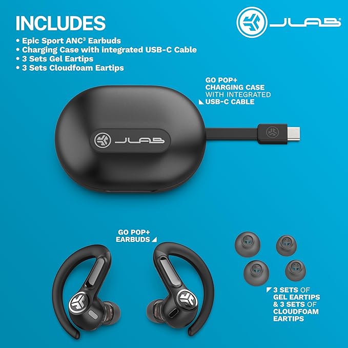JLab Epic Air Sport ANC 3 True Wireless Bluetooth Earbuds - Image 7