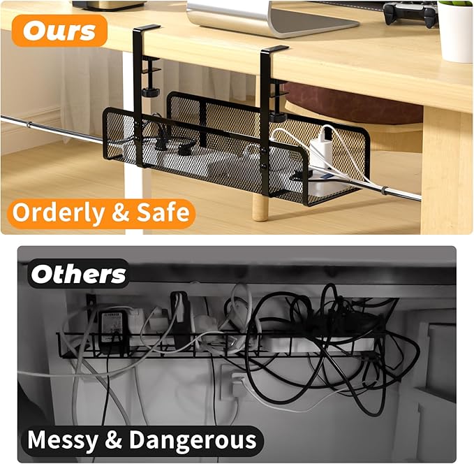 Under Desk Cable Management Tray, Wire Management Desk Cable Organizer Cable - Image 2