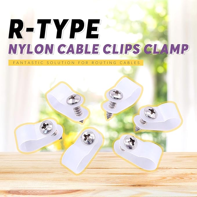 Swpeet 120 Pack White 3/8 Inch Nylon Plastic R-Type Cable Clips Clamp Kit - Image 4