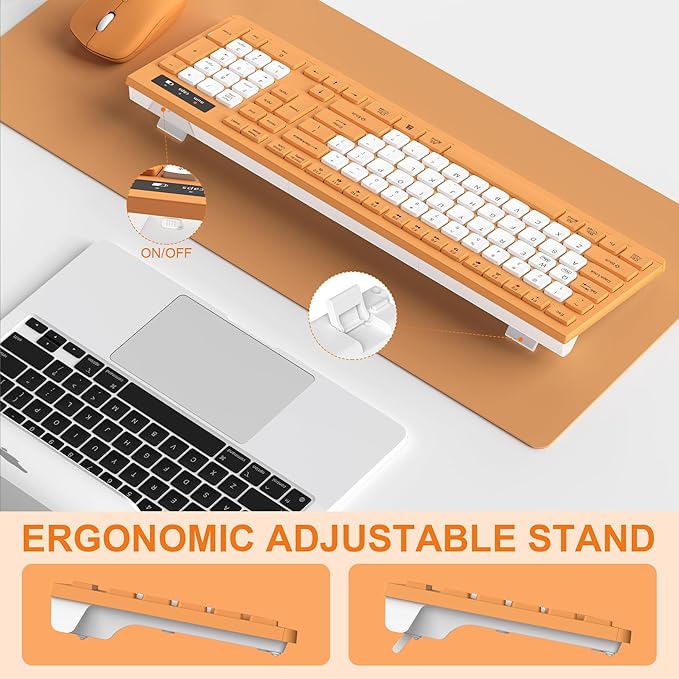 Wireless Keyboard and Mouse Combo, Full-Sized Wireless Keyboard and Adjustable - Image 4