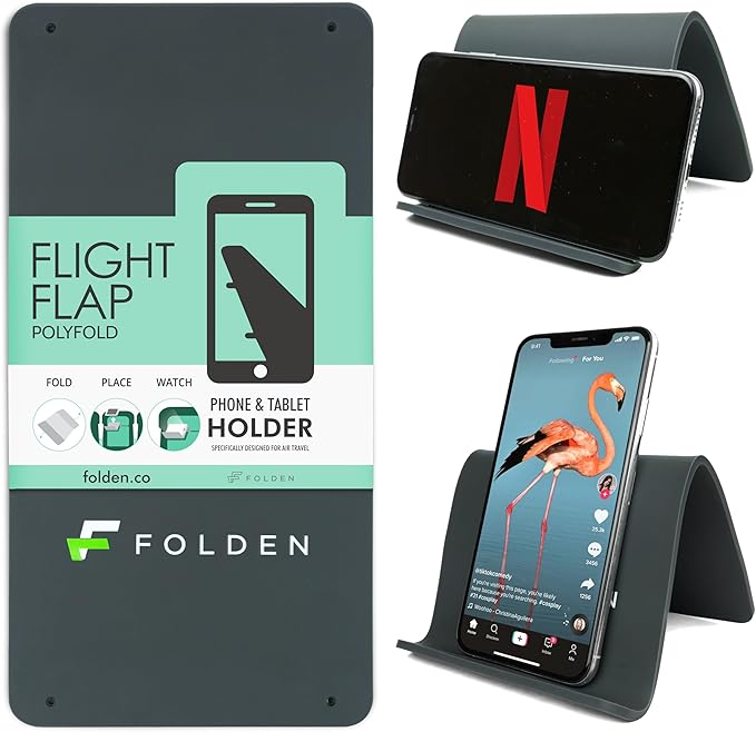 Folden Airplane Phone Holder, Flexible Tablet and Cell Phone Holder, Folding by FlightFlapbyFolden