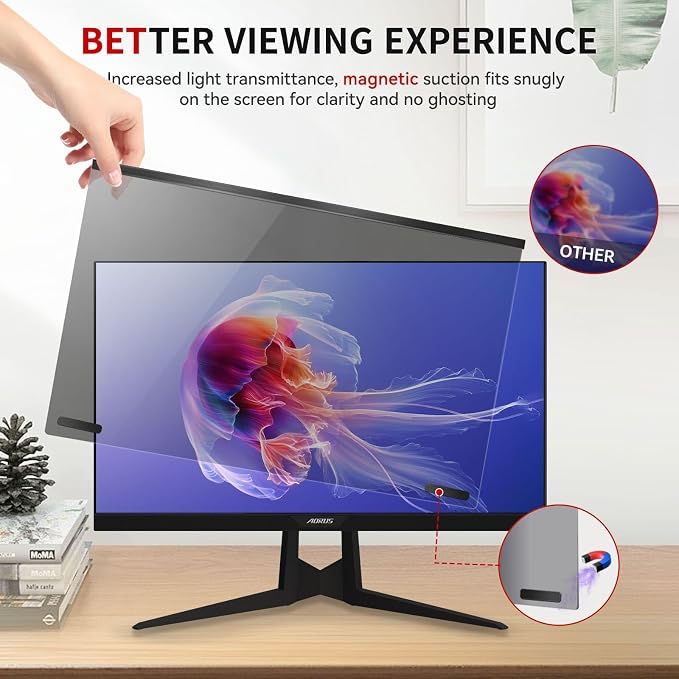 Magnetic 24 Inch Computer Privacy Screen Filter, Aluminum Alloy Hanging Privacy - Image 5