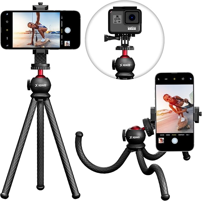 SquidGrip Flexible Cell Phone Tripod and Portable Action Camera Holder by Xenvo