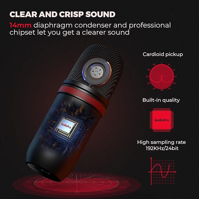 AUDIOPRO USB Microphone, Computer Condenser Gaming Mic - Image 2