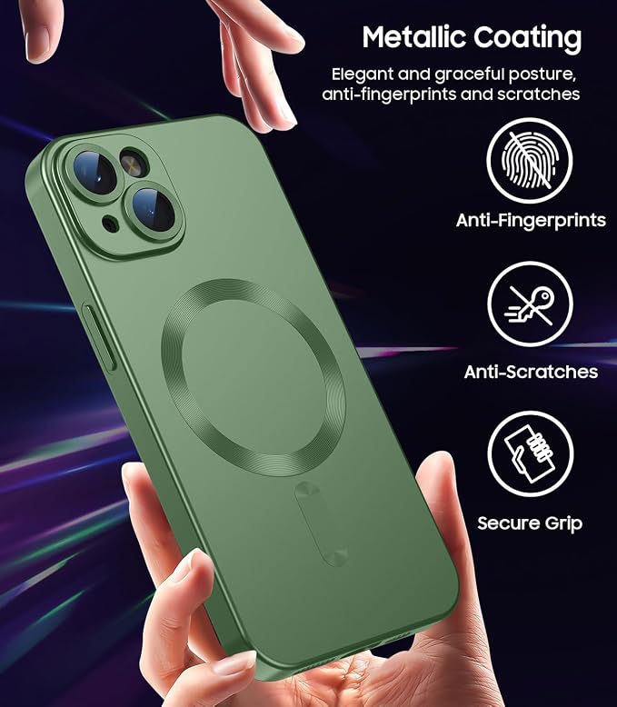 Magnetic for iPhone 14 Case Slim Soft Silicone Bumper Shockproof Metallic - Image 5