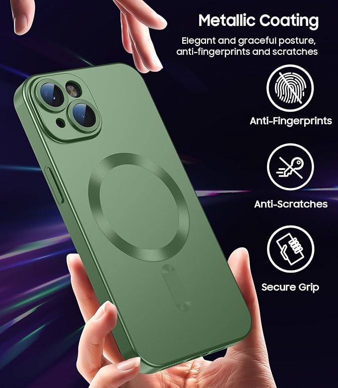 Magnetic for iPhone 15 Case Slim Soft Silicone Bumper Shockproof Metallic Shine - Image 5
