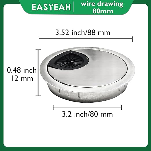 2 Pcs Desk Grommet 3-1/8" / 80 mm, Desk Cord Hole Cover, Cable Grommet Metal - Image 6