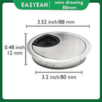 2 Pcs Desk Grommet 3-1/8" / 80 mm, Desk Cord Hole Cover, Cable Grommet Metal - Image 6