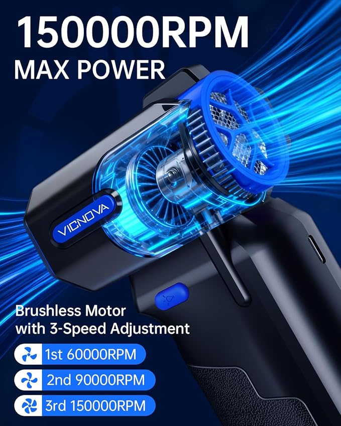 VICNOVA Compressed Air Duster, 000RPM Cordless Electric Air Blower - Image 2