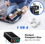 USB C Wall Charger 40W, Excgood 4Port USB Charging Block Flat Foladable Wall - Image 6