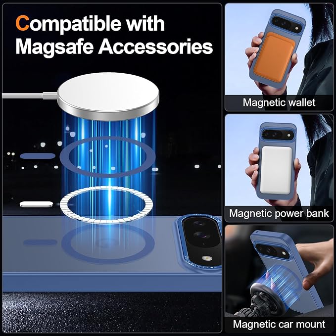 Magnetic for Google Pixel 9/Pixel 9 Pro Case, Shockproof Slim Translucent Matte - Image 2