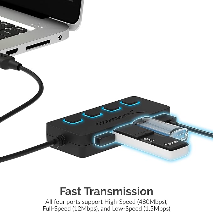 SABRENT 4 Port USB 2.0 Data Hub - Image 3