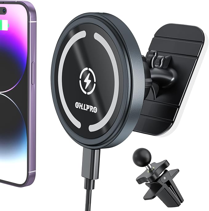 OHLPRO for MagSafe Car Mount Charger iPhone Wireless Car Charger, Stick on by OHLPRO