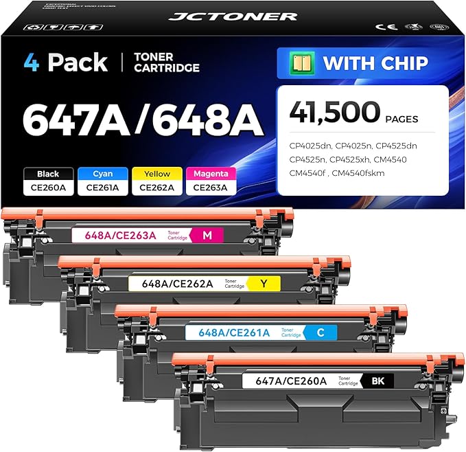 647A 648A Toner Cartridge 4-Pack Replacement by JCTONER