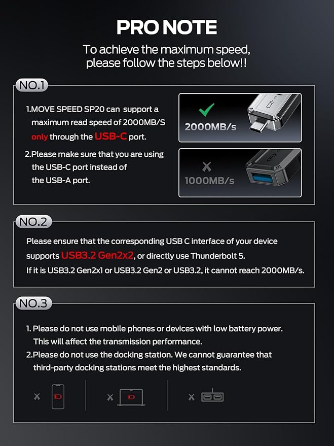 MOVE SPEED 256GB External SSD, 2000MB/s TLC Reliable Transfer Portable SSD - Image 2