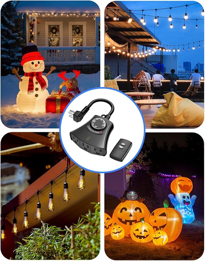 HBN Outdoor Light Timer with Remote Control, Waterproof Light Sensor Timer - Image 6