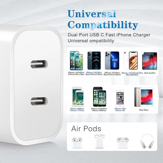 iPhone Charger, Dual Port USB C iPhone Charger Fast Charging Block, Super Fast - Image 3