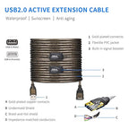 75 FT USB Extension Cable, USB 2.0 Type A Male to A Female Active Repeater - Image 3