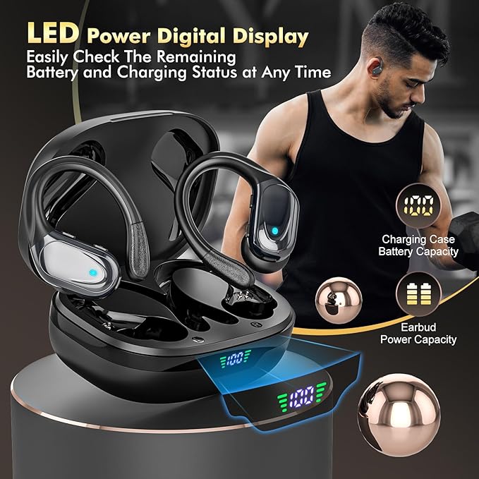 HAOYUYAN Wireless Earbuds, Sports Bluetooth Headphones, 80Hrs Playtime Ear Buds - Image 7