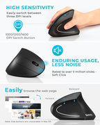 Lekvey Ergonomic Mouse, Vertical Wireless Mouse: Rechargeable Optical Carpal - Image 5