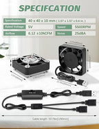 2 Packs USB Fan 40mm x 10mm DC 5V Mini Cooling Brushless Box Fan - Image 6