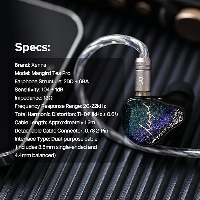 Linsoul Xenns Mangird Tea PRO in Ear Monitor, 6BA+2DD Hybrid Earphone IEM - Image 5