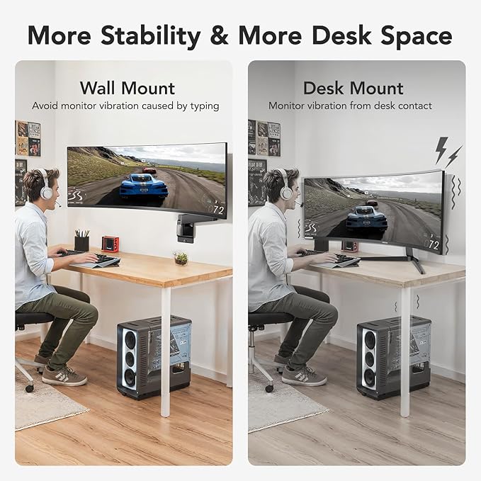 HUANUO 49 inch Ultrawide Monitor Wall Mount, Heavy Duty Screen Arm - Image 7