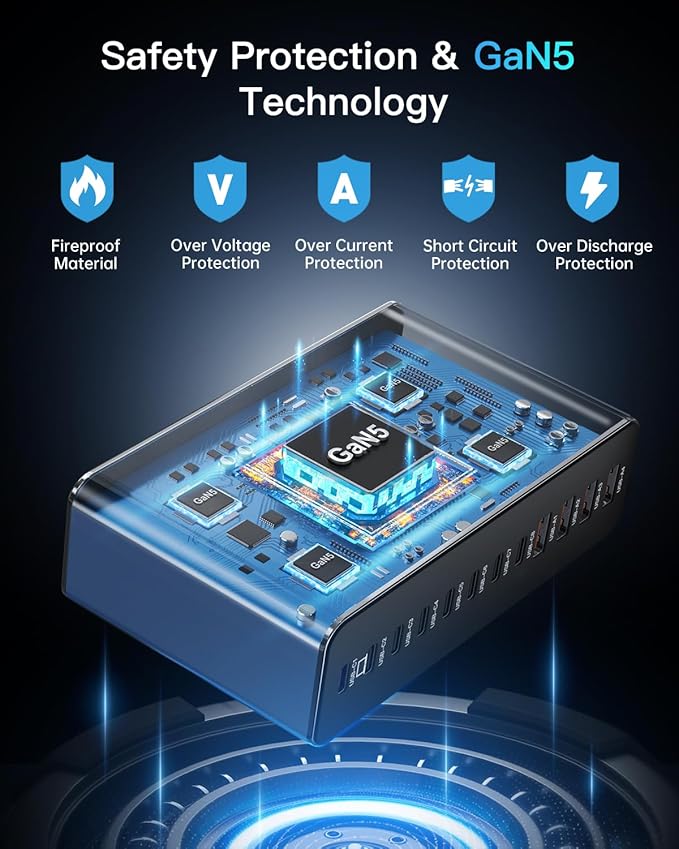 MEKIOJEO 12 Ports Aluminum Alloy 380W Charging Station Fast USB C Charger Block - Image 5