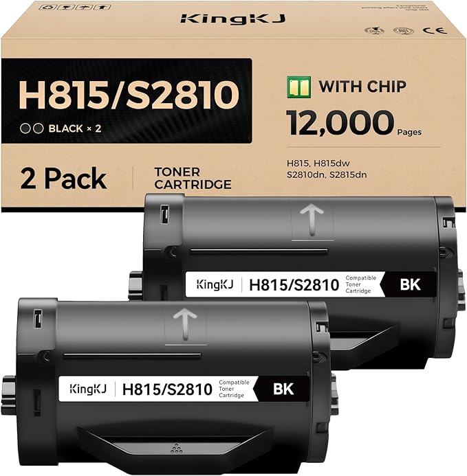 KingKJ H815 S2810 Black Toner Cartridge 2-Pack High Yield Replacement by KingKJInkToner