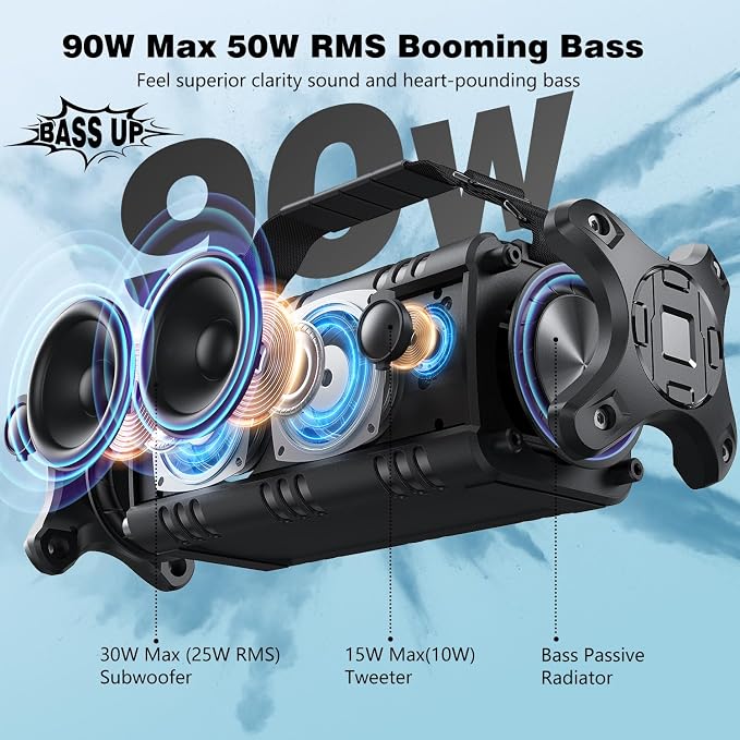 W-KING 90W Peak 50W RMS Powerful Bluetooth Speaker - Image 2