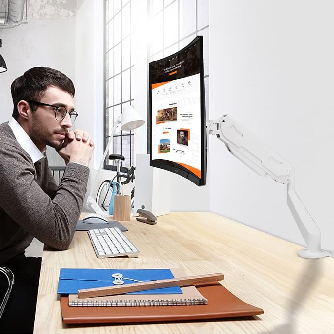 Gas Spring Monitor Arm 32 Inch, Adjustable Single Monitor Desk Mount - Image 3
