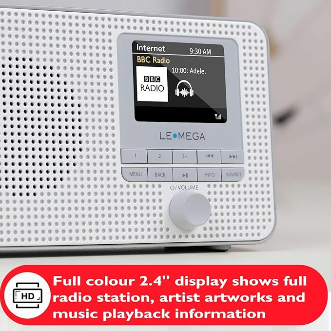 LEMEGA IR1 Portable WiFi Internet Radio, FM Digital Radio, Dual Alarms Clock - Image 5