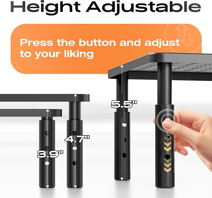 Computer Monitor Stand Riser for Desk, 3 Height Adjustable PC Laptop TV Desktop - Image 2