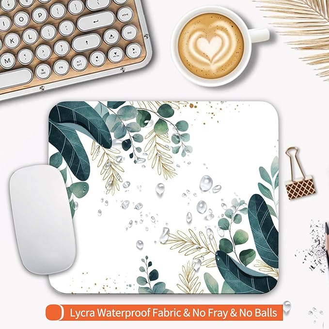 Square Mouse Pad Green Leaves, Personalized Premium-Textured Custom Mouse Mat - Image 3