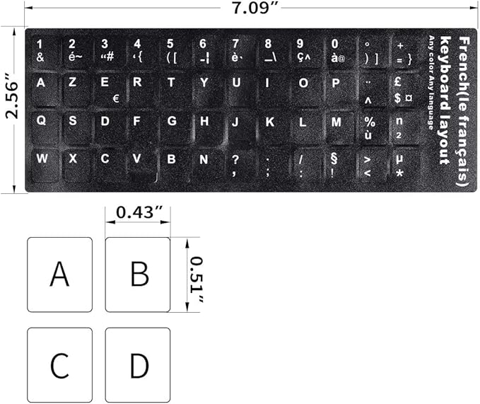 French Keyboard Stickers, Matte Vinyl Keyboard Sticker - Image 2