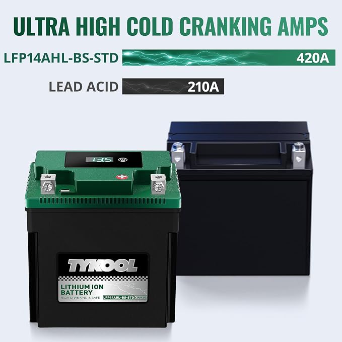 TYKOOL YTX14AHL-BS-STD LiFePO4 Lithium Motorcycle Battery, 12.8V 7Ah, Digital - Image 5
