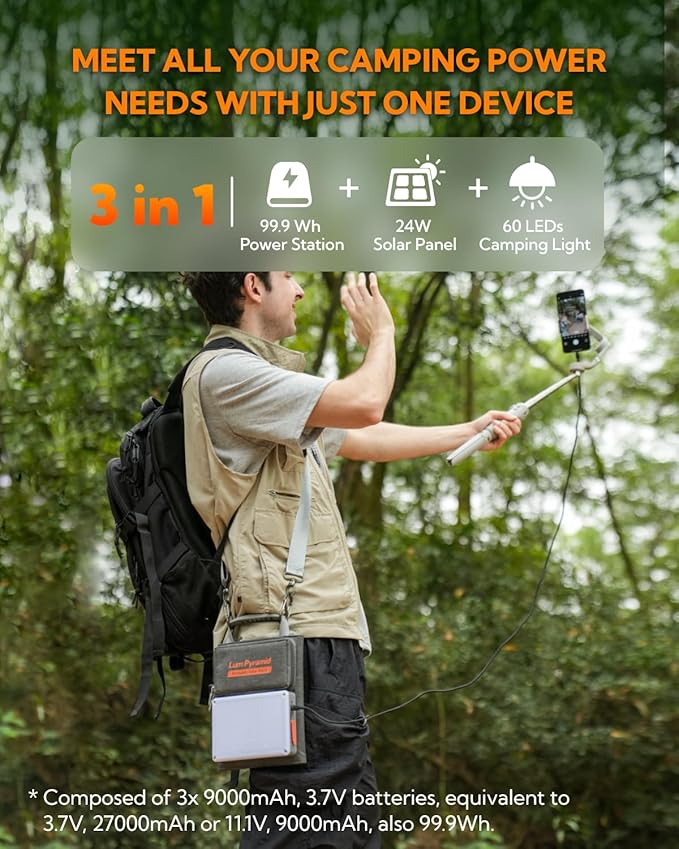 Lumopal Portable Solar Charger 99.9 Wh Battery Bank Equipped - Image 2