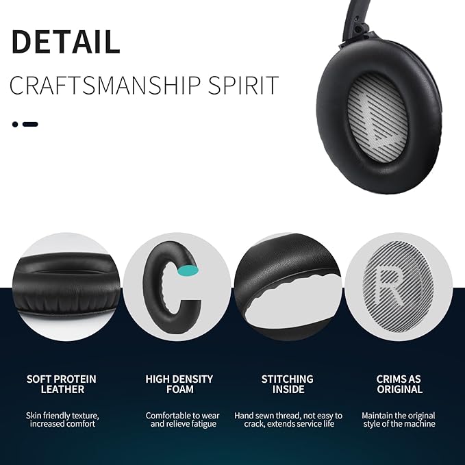 Ear Pads for Bose QC35: Durable Comfortable Noise Cancellation Replacement - Image 4